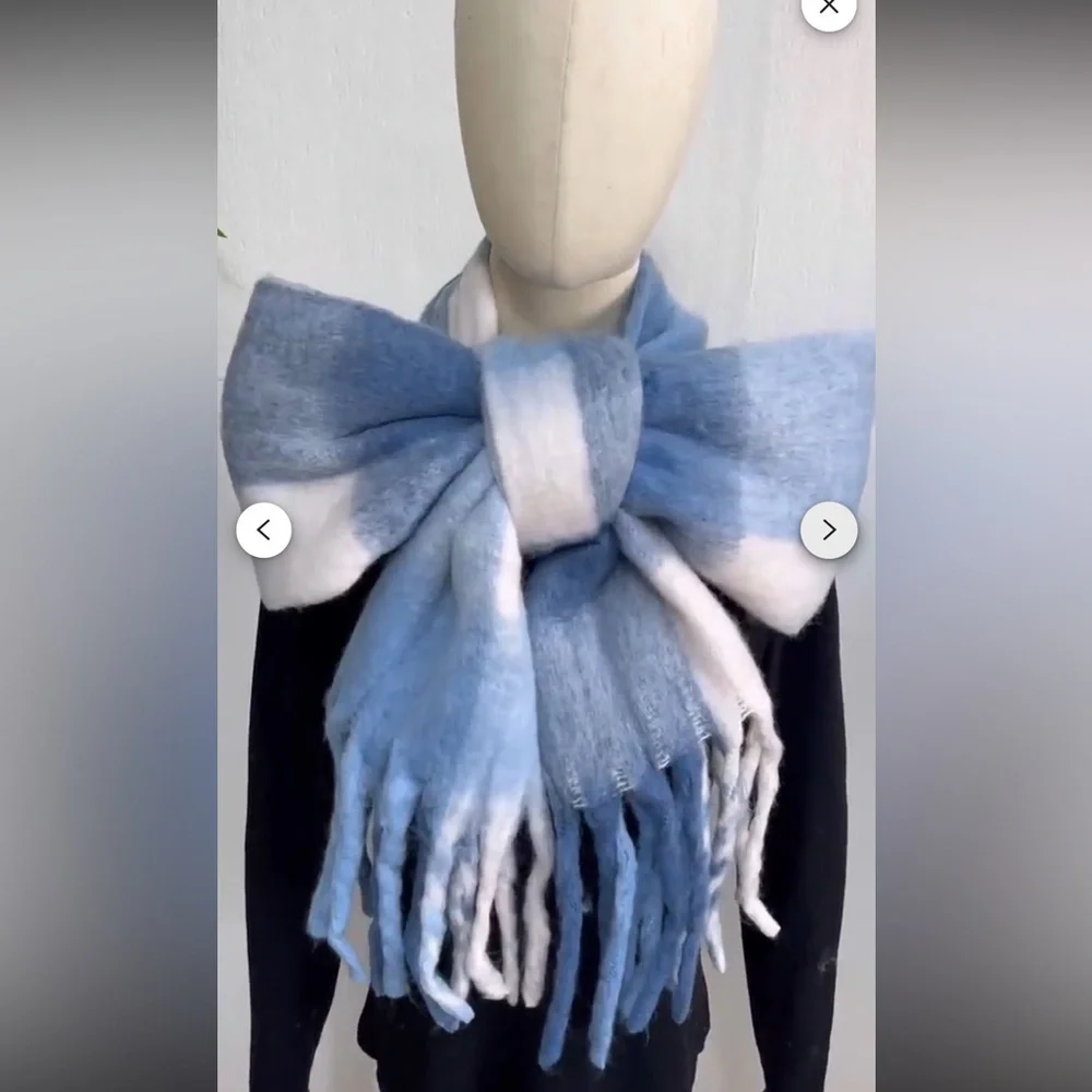 New bleu sky and white clouds Mohair Scarf Fuzzy 82.68 × 15.75 inches Wrap